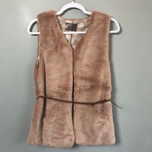 Zara Girls Faux Fur Vest Size 13/14 Blush Rose